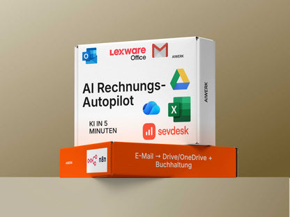 AI Rechnungs-Autopilot für E-Mail → Drive/OneDrive + Excel + Lexoffice/SevDesk (inkl. Installation)